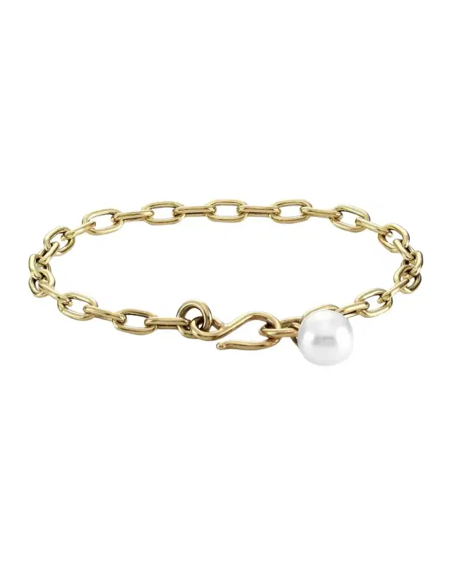 14K Yellow Gold Pearl Medium Chain Bracelet 14K Yellow Gold Pearl Medium Chain Bracelet