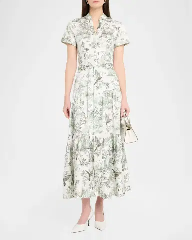 ALICE + OLIVIA Lucy Roll-Sleeve Midi Dress | Thumbnail 2 ALICE + OLIVIA Lucy Roll-Sleeve Midi Dress | Thumbnail 2