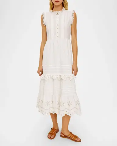 Rails Aubrie Ruffled Eyelet Midi Dress | Thumbnail 2 Rails Aubrie Ruffled Eyelet Midi Dress | Thumbnail 2