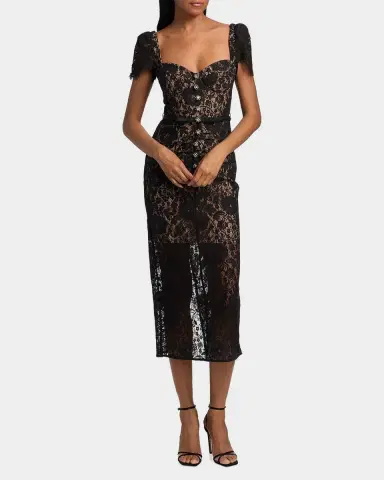 Self-Portrait Sweetheart Lace Midi Dress | Thumbnail 2 Self-Portrait Sweetheart Lace Midi Dress | Thumbnail 2