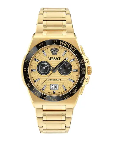 Versace Collection Men's Greca Reaction 43mm Ion Yellow Gold Plated Bracelet Watch | Thumbnail 1 Versace Collection Men's Greca Reaction 43mm Ion Yellow Gold Plated Bracelet Watch | Thumbnail 1