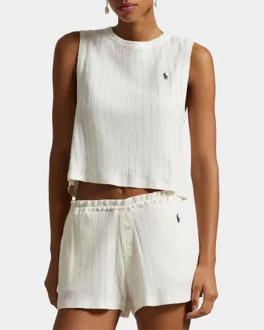 Polo Ralph Lauren Pointelle Cotton Tank & Short Sleep Set | Thumbnail 3 Polo Ralph Lauren Pointelle Cotton Tank & Short Sleep Set | Thumbnail 3
