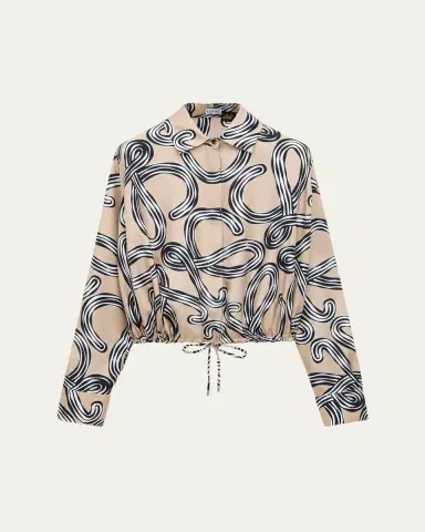 Loewe x Paula's Ibiza Abstract-Print Silk Drawstring Balloon Shirt | Thumbnail 6 Loewe x Paula's Ibiza Abstract-Print Silk Drawstring Balloon Shirt | Thumbnail 6