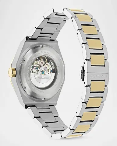 FERRAGAMO Men 's Ferragamo Edge 42mm Skeleton Two-Tone Bracelet Watch | Thumbnail 3 FERRAGAMO Men 's Ferragamo Edge 42mm Skeleton Two-Tone Bracelet Watch | Thumbnail 3