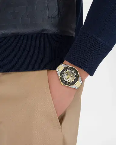 FERRAGAMO Men 's Ferragamo Edge 42mm Skeleton Two-Tone Bracelet Watch | Thumbnail 5 FERRAGAMO Men 's Ferragamo Edge 42mm Skeleton Two-Tone Bracelet Watch | Thumbnail 5