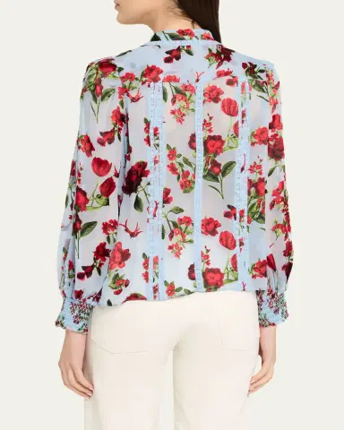 Alice + Olivia Arlette Floral Lace-Trim Blouse | Thumbnail 3 Alice + Olivia Arlette Floral Lace-Trim Blouse | Thumbnail 3