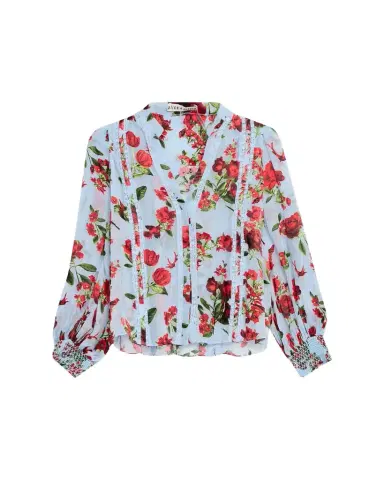 Alice + Olivia Arlette Floral Lace-Trim Blouse | Thumbnail 1 Alice + Olivia Arlette Floral Lace-Trim Blouse | Thumbnail 1