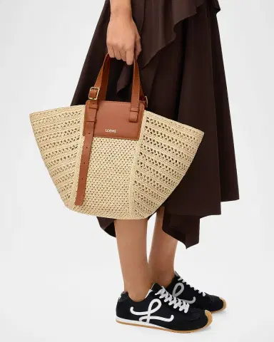 Loewe x Paula's Ibiza Medium Hammock Cabas Bag in Raffia and Calfskin | Thumbnail 2 Loewe x Paula's Ibiza Medium Hammock Cabas Bag in Raffia and Calfskin | Thumbnail 2