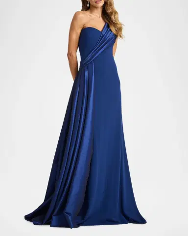 Tadashi Shoji One-Shoulder Draped Crepe Gown | Thumbnail 2 Tadashi Shoji One-Shoulder Draped Crepe Gown | Thumbnail 2