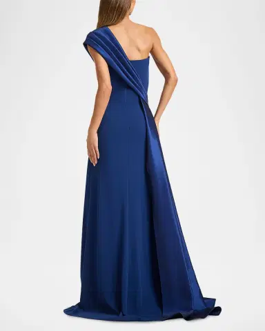 Tadashi Shoji One-Shoulder Draped Crepe Gown | Thumbnail 3 Tadashi Shoji One-Shoulder Draped Crepe Gown | Thumbnail 3