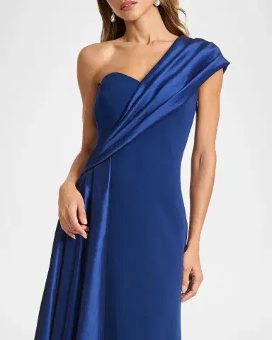 Tadashi Shoji One-Shoulder Draped Crepe Gown | Thumbnail 4 Tadashi Shoji One-Shoulder Draped Crepe Gown | Thumbnail 4
