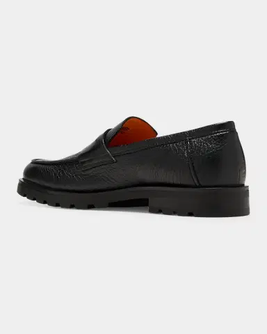 Santoni Men's Rock Deerskin Lug-Sole Penny Loafers | Thumbnail 4 Santoni Men's Rock Deerskin Lug-Sole Penny Loafers | Thumbnail 4