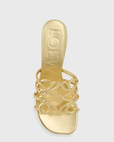 Loewe x Paula 's Ibiza 45mm Petal Anagram Metallic Leather Mule Sandals | Thumbnail 3 Loewe x Paula 's Ibiza 45mm Petal Anagram Metallic Leather Mule Sandals | Thumbnail 3