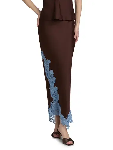 A.L.C. Women's Olivia Contrast Lace-Trim Maxi Skirt - Ganache French Blue - Size XL | Thumbnail 3 A.L.C. Women's Olivia Contrast Lace-Trim Maxi Skirt - Ganache French Blue - Size XL | Thumbnail 3