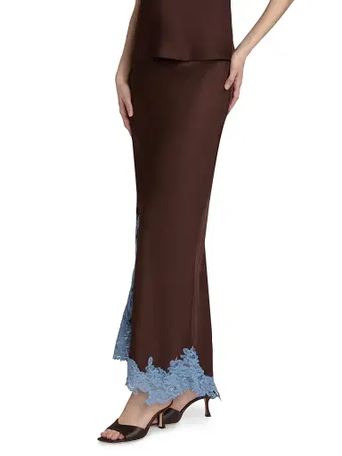 A.L.C. Women's Olivia Contrast Lace-Trim Maxi Skirt - Ganache French Blue - Size XL | Thumbnail 4 A.L.C. Women's Olivia Contrast Lace-Trim Maxi Skirt - Ganache French Blue - Size XL | Thumbnail 4
