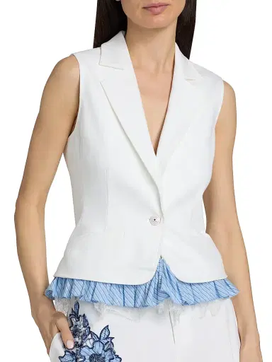 Cinq à Sept Women's Le Petit Jessie Striped Denim Vest - White Multi - Size 16 | Thumbnail 6 Cinq à Sept Women's Le Petit Jessie Striped Denim Vest - White Multi - Size 16 | Thumbnail 6