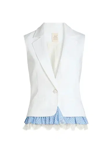Cinq à Sept Women's Le Petit Jessie Striped Denim Vest - White Multi - Size 16 | Thumbnail 1 Cinq à Sept Women's Le Petit Jessie Striped Denim Vest - White Multi - Size 16 | Thumbnail 1