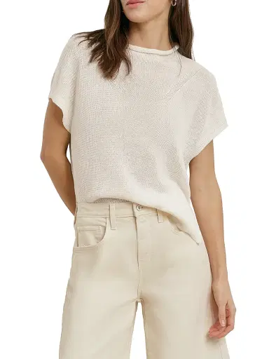 Favorite Daughter Women's The Stevie Linen Short-Sleeve Sweater | Thumbnail 3 Favorite Daughter Women's The Stevie Linen Short-Sleeve Sweater | Thumbnail 3