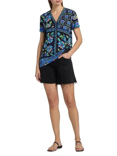 Johnny Was Women's The Janie Floral V-Neck T-Shirt - Delmira | Thumbnail 2 Johnny Was Women's The Janie Floral V-Neck T-Shirt - Delmira | Thumbnail 2