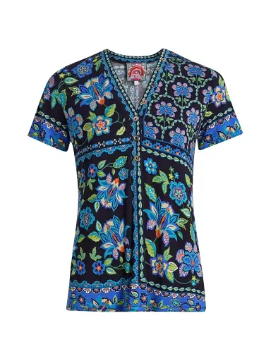 Johnny Was Women's The Janie Floral V-Neck T-Shirt - Delmira | Thumbnail 1 Johnny Was Women's The Janie Floral V-Neck T-Shirt - Delmira | Thumbnail 1