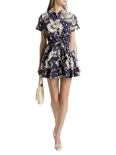 Cara Cara Women's Asbury Floral Mini-Shirtdress - Dotted Flora Navy | Thumbnail 2 Cara Cara Women's Asbury Floral Mini-Shirtdress - Dotted Flora Navy | Thumbnail 2