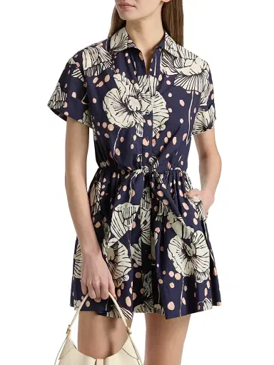 Cara Cara Women's Asbury Floral Mini-Shirtdress - Dotted Flora Navy | Thumbnail 3 Cara Cara Women's Asbury Floral Mini-Shirtdress - Dotted Flora Navy | Thumbnail 3