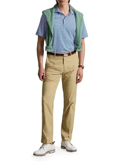RLX Ralph Lauren Men's Striped Lightweight Airflow Knit Polo Shirt - Maidstone Blue Ceramic White | Thumbnail 2 RLX Ralph Lauren Men's Striped Lightweight Airflow Knit Polo Shirt - Maidstone Blue Ceramic White | Thumbnail 2