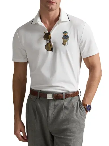 RLX Ralph Lauren Men's Polo Bear Airtech Pique Knit Polo Shirt - Ceramic White | Thumbnail 3 RLX Ralph Lauren Men's Polo Bear Airtech Pique Knit Polo Shirt - Ceramic White | Thumbnail 3