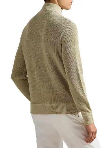 Polo Ralph Lauren Men's Padded Linen Zip Jacket - Coastal Beige Linen Combo | Thumbnail 4 Polo Ralph Lauren Men's Padded Linen Zip Jacket - Coastal Beige Linen Combo | Thumbnail 4