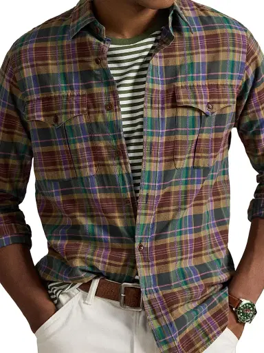Polo Ralph Lauren Men's Bleeding Madras Cotton Shirt | Thumbnail 5 Polo Ralph Lauren Men's Bleeding Madras Cotton Shirt | Thumbnail 5