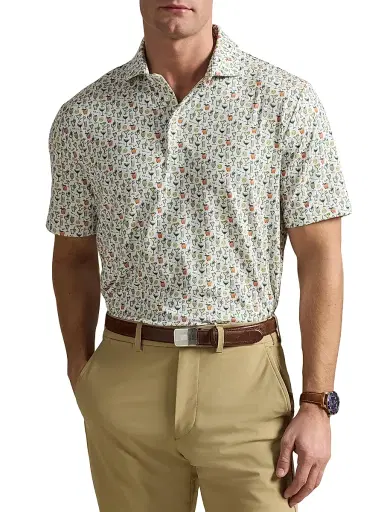 RLX Ralph Lauren Men's Lightweight Airflow Knit Polo Shirt - Multi Chin | Thumbnail 3 RLX Ralph Lauren Men's Lightweight Airflow Knit Polo Shirt - Multi Chin | Thumbnail 3