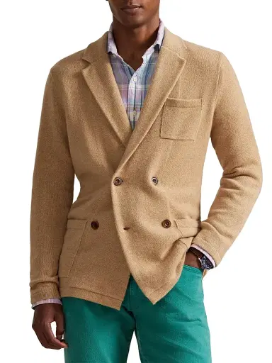 Polo Ralph Lauren Men's Cotton Double-Breasted Cardigan - New Camel Melange | Thumbnail 3 Polo Ralph Lauren Men's Cotton Double-Breasted Cardigan - New Camel Melange | Thumbnail 3