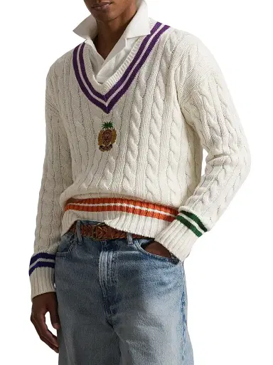 Polo Ralph Lauren Men's Cable-Knit V-Neck Sweater | Thumbnail 3 Polo Ralph Lauren Men's Cable-Knit V-Neck Sweater | Thumbnail 3