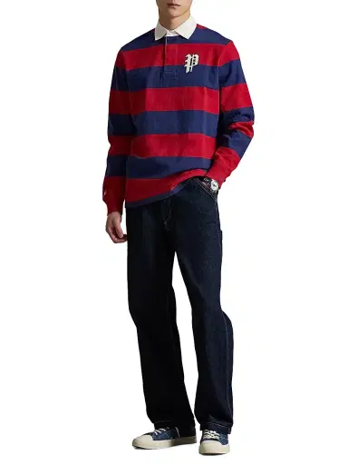 Polo Ralph Lauren Men's Phillies Rugby Striped Long-Sleeve Polo Shirt | Thumbnail 2 Polo Ralph Lauren Men's Phillies Rugby Striped Long-Sleeve Polo Shirt | Thumbnail 2