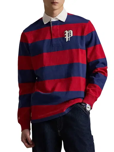 Polo Ralph Lauren Men's Phillies Rugby Striped Long-Sleeve Polo Shirt | Thumbnail 3 Polo Ralph Lauren Men's Phillies Rugby Striped Long-Sleeve Polo Shirt | Thumbnail 3