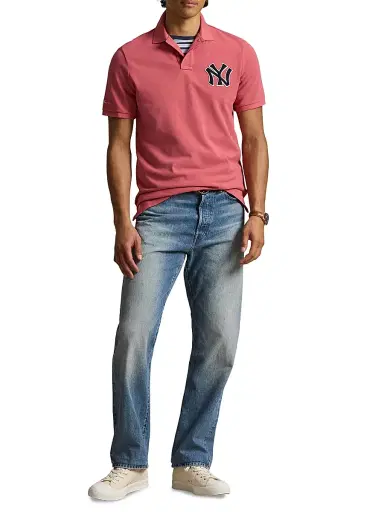 Polo Ralph Lauren Men's Yankees Mesh Knit Polo Shirt | Thumbnail 2 Polo Ralph Lauren Men's Yankees Mesh Knit Polo Shirt | Thumbnail 2