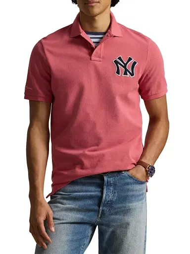 Polo Ralph Lauren Men's Yankees Mesh Knit Polo Shirt | Thumbnail 3 Polo Ralph Lauren Men's Yankees Mesh Knit Polo Shirt | Thumbnail 3