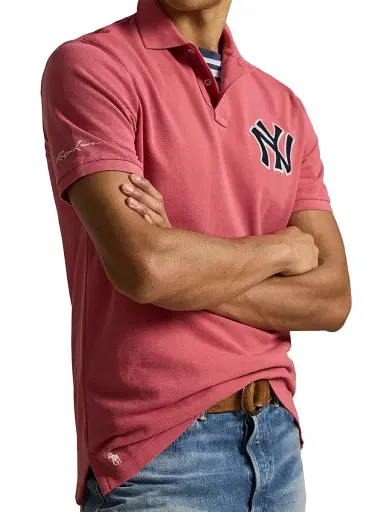Polo Ralph Lauren Men's Yankees Mesh Knit Polo Shirt | Thumbnail 5 Polo Ralph Lauren Men's Yankees Mesh Knit Polo Shirt | Thumbnail 5
