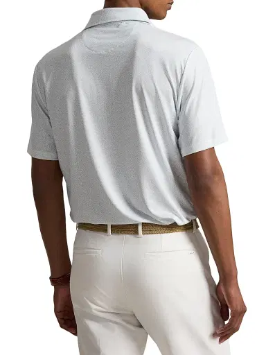 RLX Ralph Lauren Men's Lightweight Airflow Knit Polo Shirt - Office Blue Savannah Vine | Thumbnail 4 RLX Ralph Lauren Men's Lightweight Airflow Knit Polo Shirt - Office Blue Savannah Vine | Thumbnail 4