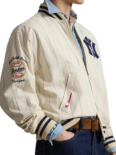 Polo Ralph Lauren Men's Yankees Striped Bomber Jacket - Guide Cream Multi - Size XXL | Thumbnail 5 Polo Ralph Lauren Men's Yankees Striped Bomber Jacket - Guide Cream Multi - Size XXL | Thumbnail 5