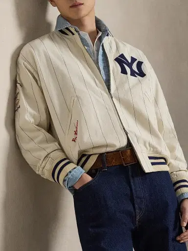 Polo Ralph Lauren Men's Yankees Striped Bomber Jacket - Guide Cream Multi - Size XXL | Thumbnail 6 Polo Ralph Lauren Men's Yankees Striped Bomber Jacket - Guide Cream Multi - Size XXL | Thumbnail 6