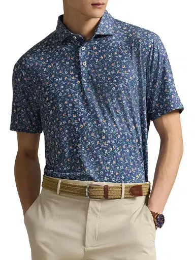 RLX Ralph Lauren Men's Lightweight Airflow Knit Polo Shirt - Old Royal Hollyhock | Thumbnail 3 RLX Ralph Lauren Men's Lightweight Airflow Knit Polo Shirt - Old Royal Hollyhock | Thumbnail 3