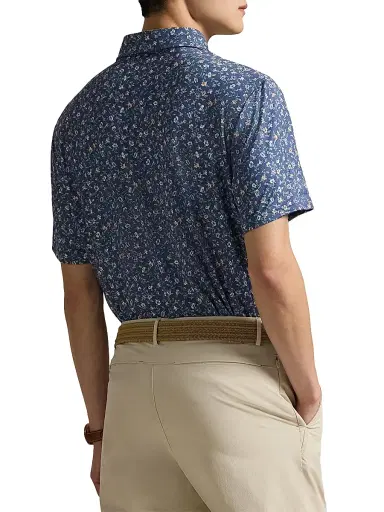 RLX Ralph Lauren Men's Lightweight Airflow Knit Polo Shirt - Old Royal Hollyhock | Thumbnail 4 RLX Ralph Lauren Men's Lightweight Airflow Knit Polo Shirt - Old Royal Hollyhock | Thumbnail 4