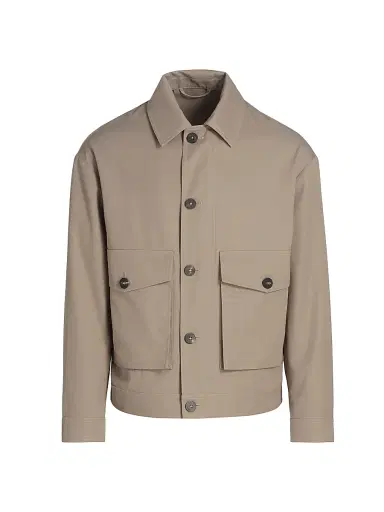 Saks Fifth Avenue Men's Cotton-Blend Twill Collared Jacket | Thumbnail 1 Saks Fifth Avenue Men's Cotton-Blend Twill Collared Jacket | Thumbnail 1