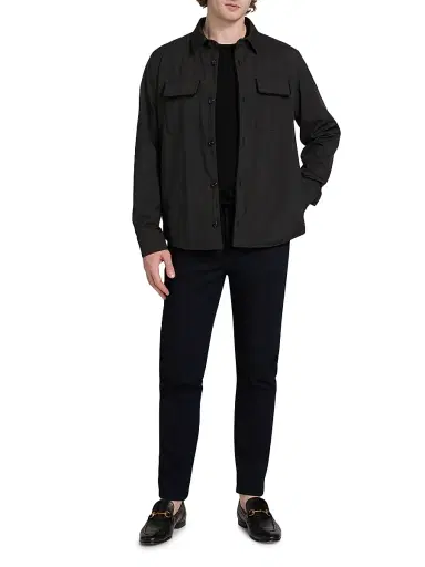 Saks Fifth Avenue Men's Techno Double-Pocket Overshirt - Black | Thumbnail 2 Saks Fifth Avenue Men's Techno Double-Pocket Overshirt - Black | Thumbnail 2