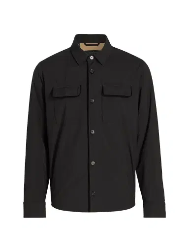 Saks Fifth Avenue Men's Techno Double-Pocket Overshirt - Black | Thumbnail 1 Saks Fifth Avenue Men's Techno Double-Pocket Overshirt - Black | Thumbnail 1
