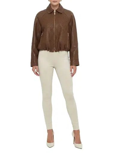 Gorski Women's Basket Weave Select Nappa Leather Jacket - Whiskey - Size XL | Thumbnail 2 Gorski Women's Basket Weave Select Nappa Leather Jacket - Whiskey - Size XL | Thumbnail 2