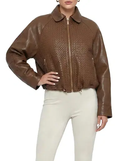 Gorski Women's Basket Weave Select Nappa Leather Jacket - Whiskey - Size XL | Thumbnail 6 Gorski Women's Basket Weave Select Nappa Leather Jacket - Whiskey - Size XL | Thumbnail 6