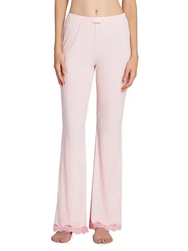MOSCHINO Women's Lace-Trim Microfiber Pajama Pants - Pink - Size Large | Thumbnail 3 MOSCHINO Women's Lace-Trim Microfiber Pajama Pants - Pink - Size Large | Thumbnail 3