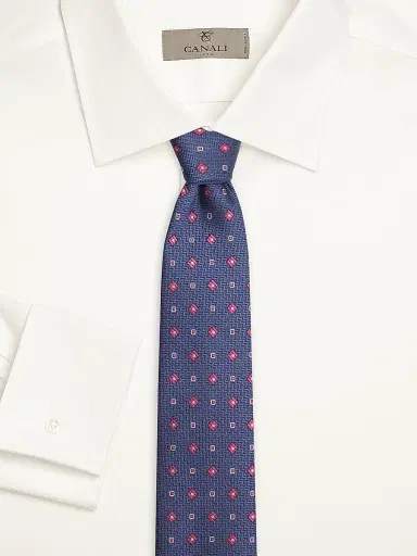 Canali Men's Medallion Silk Tie - Blue | Thumbnail 2 Canali Men's Medallion Silk Tie - Blue | Thumbnail 2